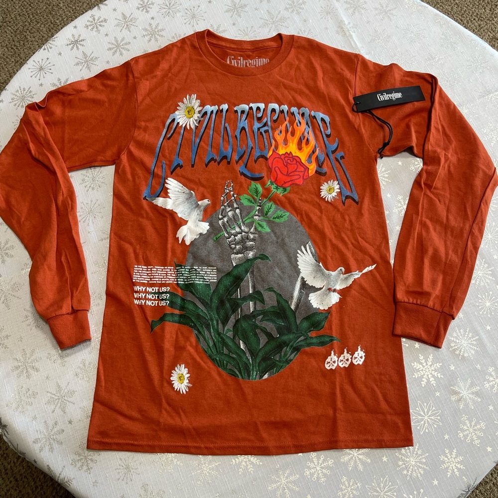 Civil Regime Orange Long Sleeve Graphic Tee